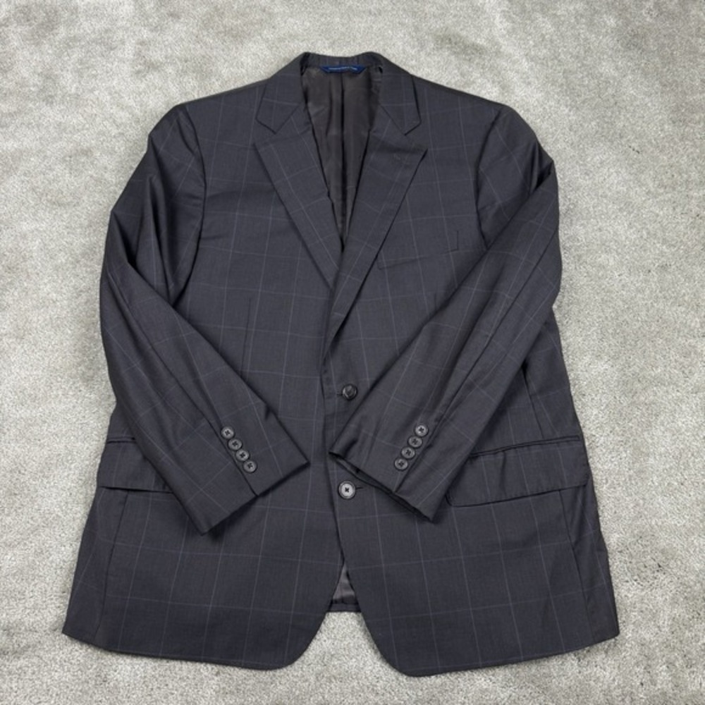 Samuelsohn Performance Sport Coat Mens 42S Gray Plaid Water Resistant Wool Italy
